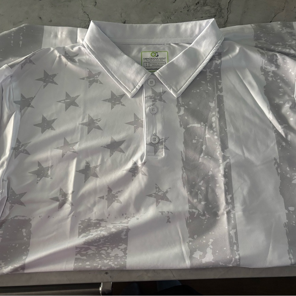 Obnoxious Golf Collection White and Gray Polo Shirt